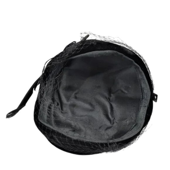 MCM Vintage Black Velvet Crescent Hat & Feather